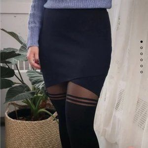 Rachel Black Faux Wrap Mini Skirt